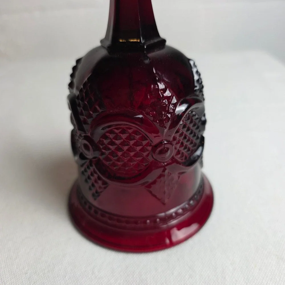 Vintage Avon 1876 Cape Cod Ruby Red Glass Bell Christmas Festive